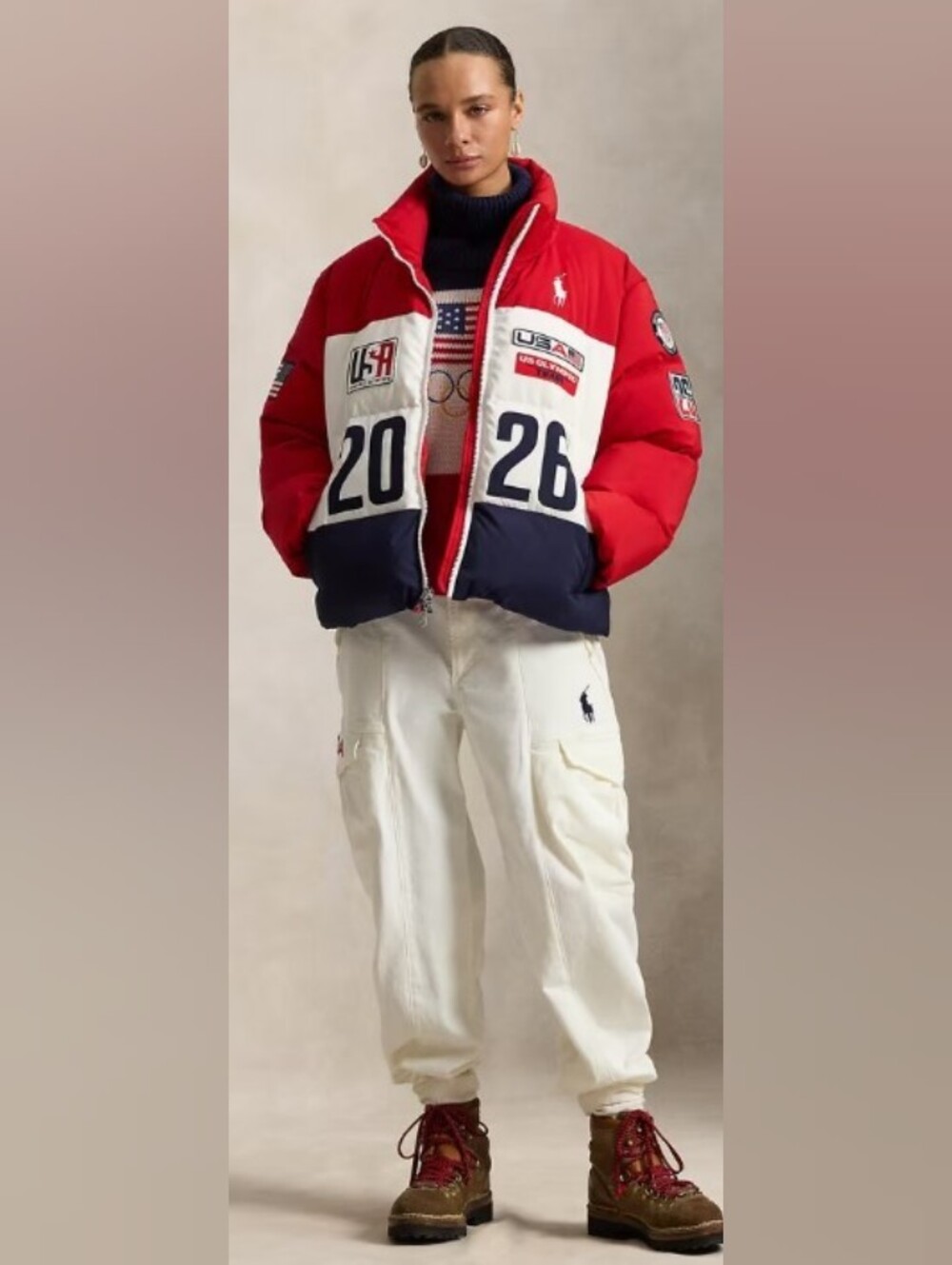 Ralph Lauren Off-White Cargo pants with USA & Polo Embroidery. ( official merch)